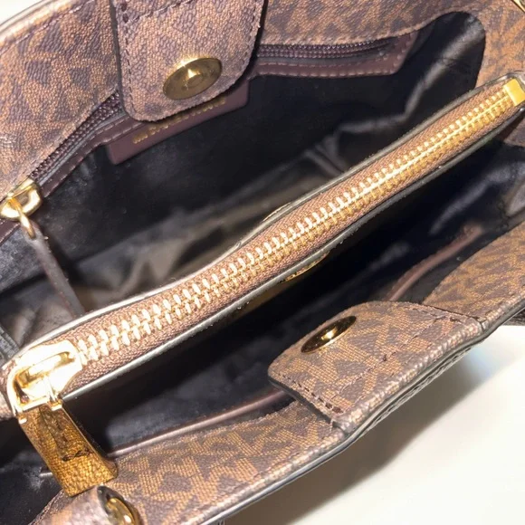 Michael Kors Black Pebbled Leather Satchel MK Logo Trim Crossbody NWOT - Picture 10 of 11